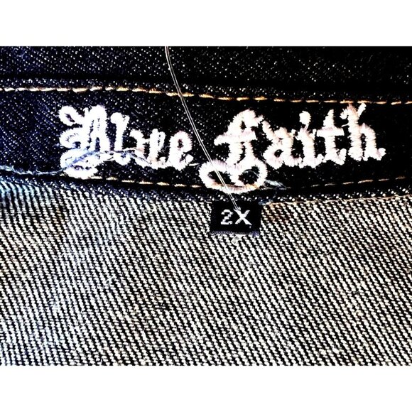Blue Faith Women Plus Size 2X Button Crop Cotton Denim Blue Jean Jacket Pockets - Picture 11 of 13